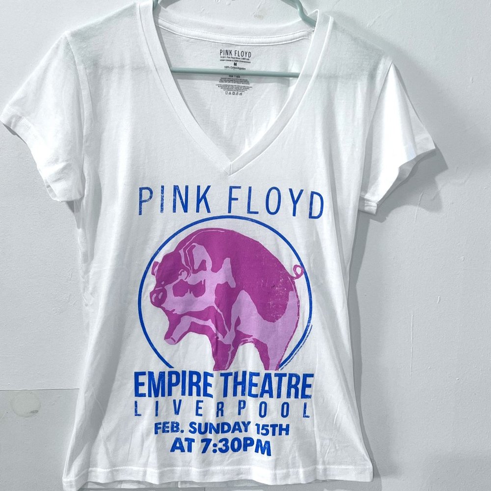 Pink Floyd Empire Theatre Liverpool Concert Women's White Pink Blue T-Shirt